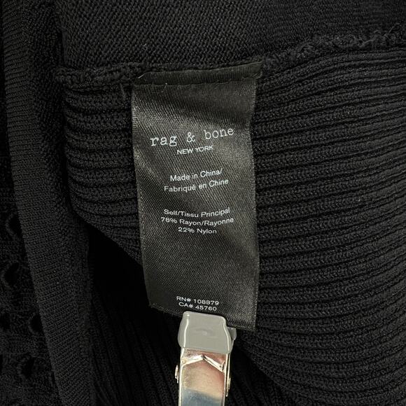 RAG AND BONE Ingrid Sleeveless Mock Neck Top Womens XS Black Open Knit Ribbed - Picture 11 of 14